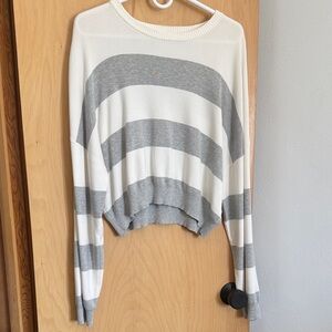 Garage Gray and White Striped Sweater